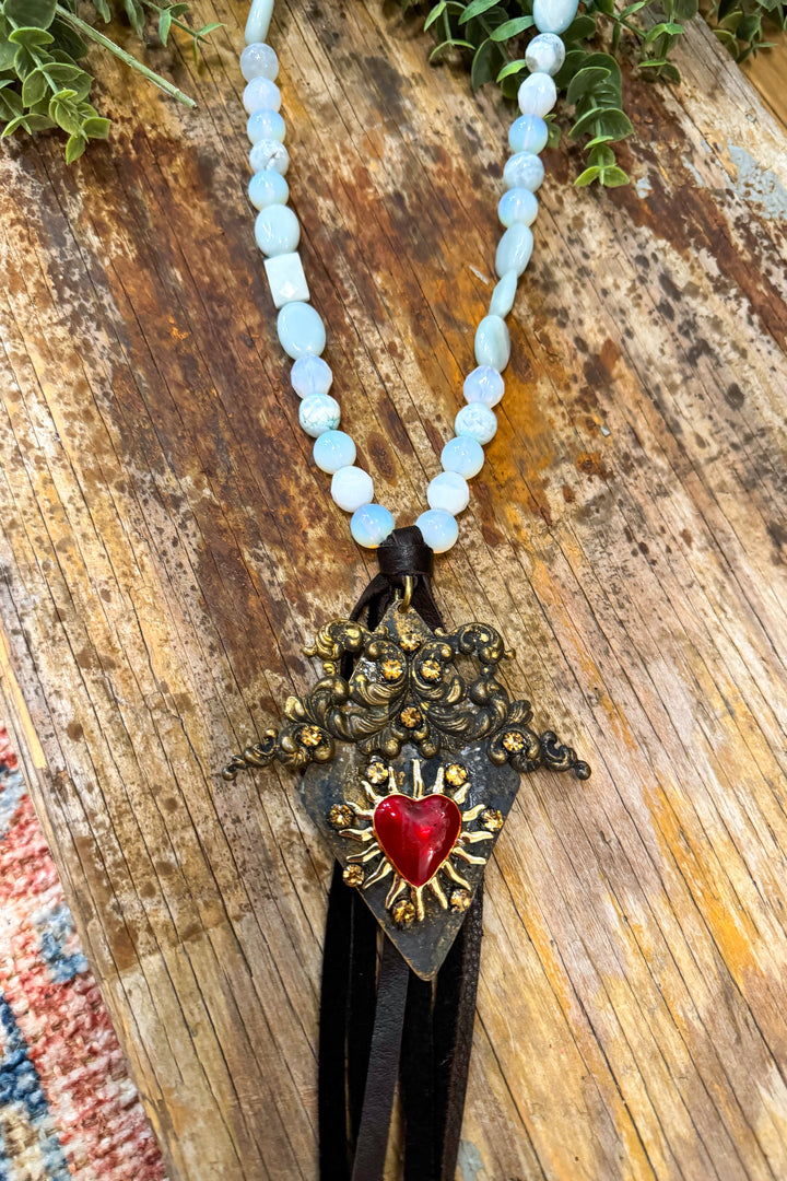 Long Beaded Jaded Gypsy Necklace - Handmade