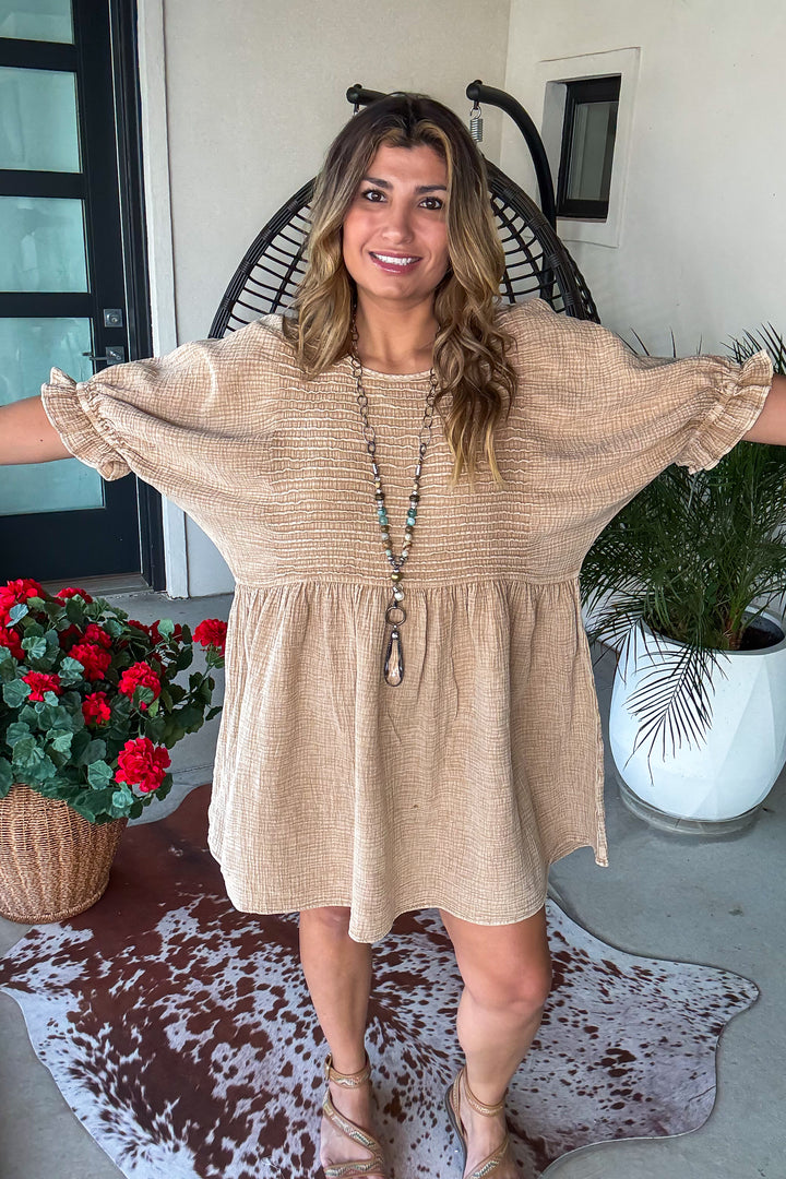 The Softest Dress Ever - 100%% Cotton - Almond