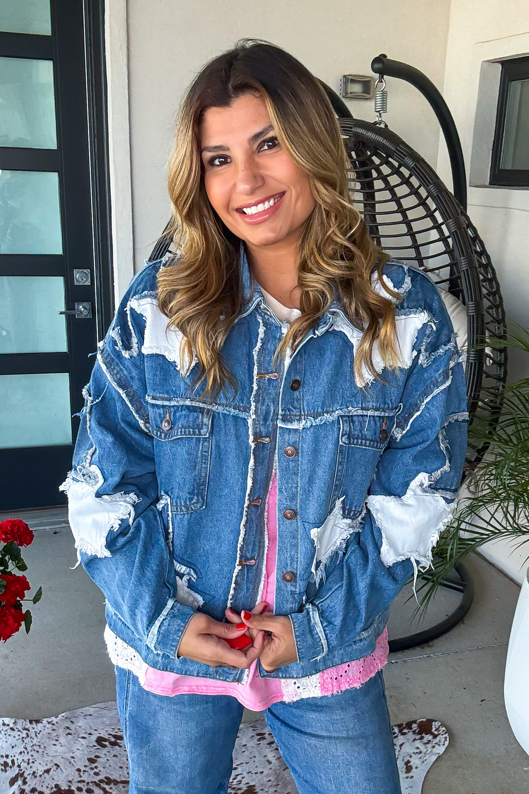 Starlit Oversized Denim Jacket - Denim