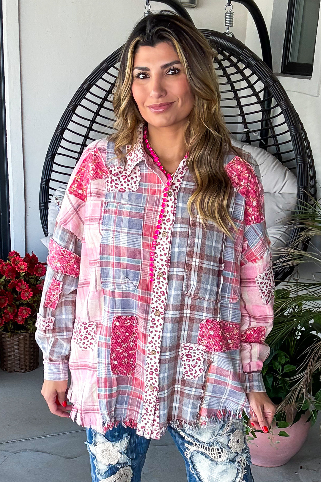 Berry Wild Flannel Top - Berry