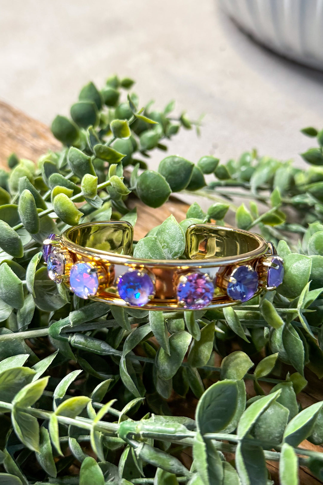 WAFA - Austrian Crystal Gold Plated Bracelet Mini Cuff - Lilac