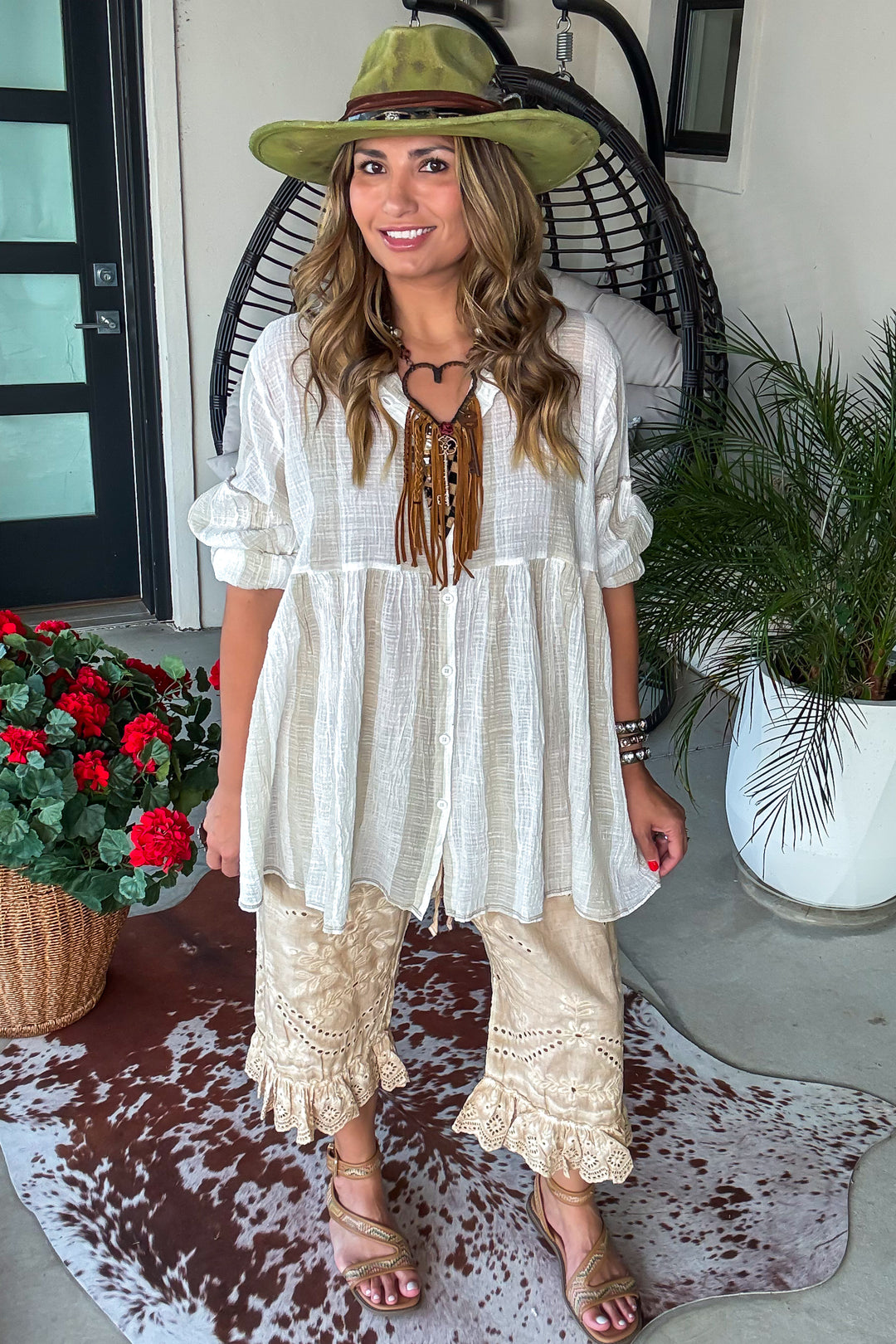 Sandstone Sweetheart Top - 100% Cotton - Natural