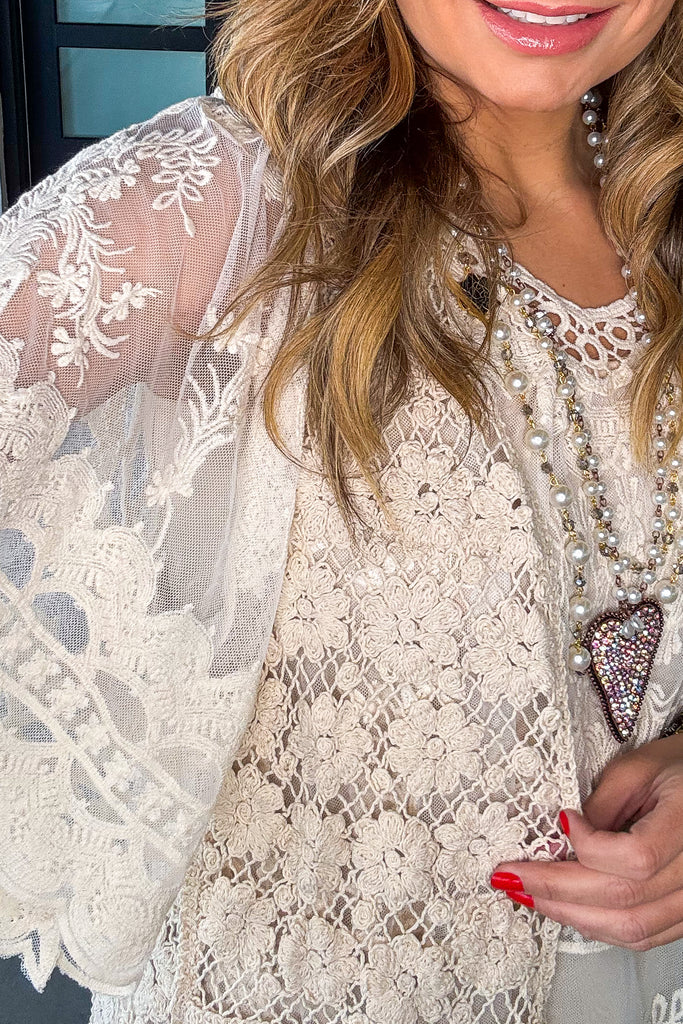 AHB EXCLUSIVE: Rusticana Cotton Crochet Vest - Beige - 100% COTTON