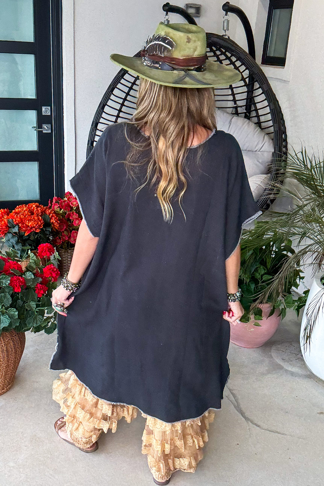 Chief Joseph Oversized Linen Feeling Dress/Tunic - 100% Cotton - Black