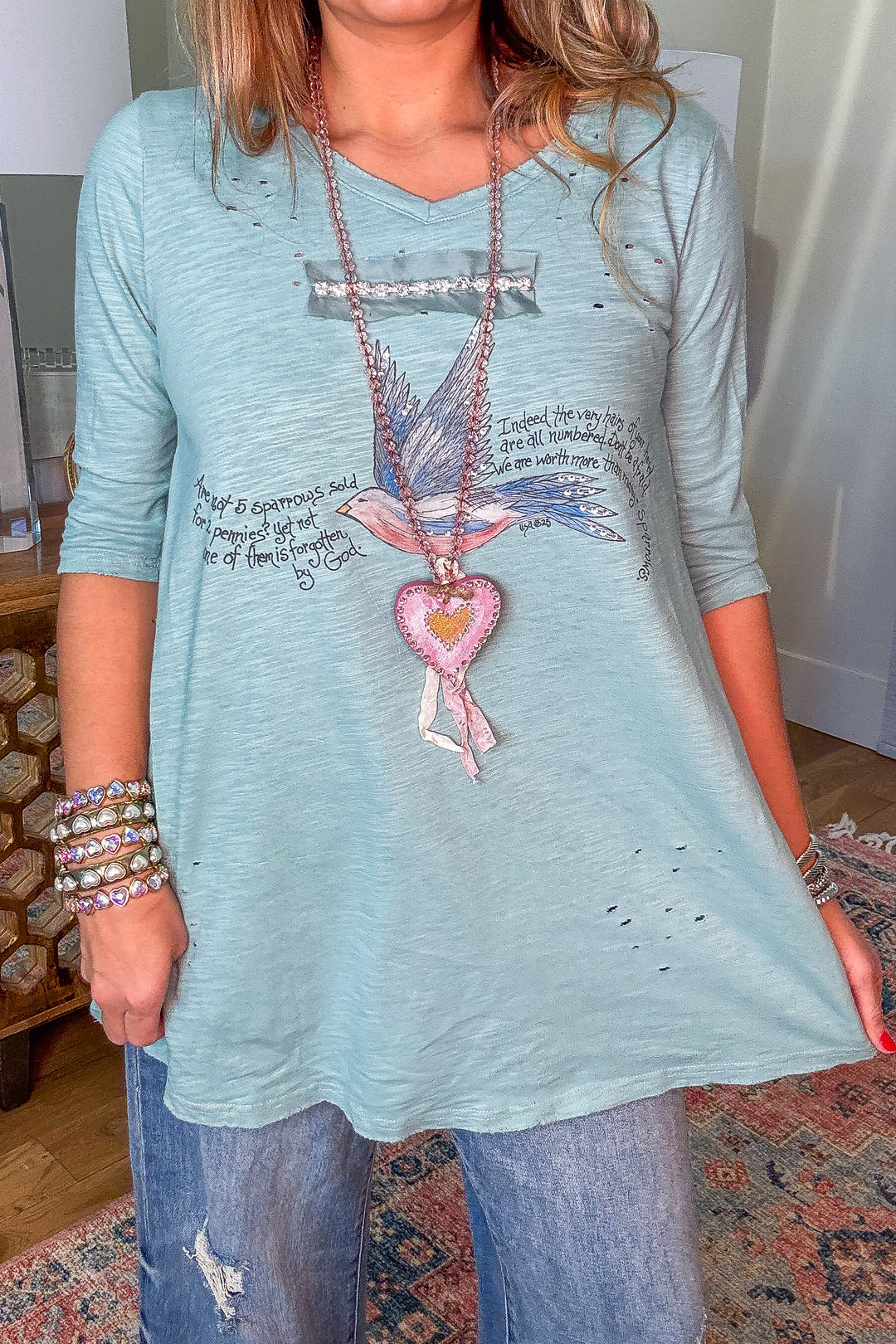Counted &amp; Cherished Sparrow Top - 100% Cotton - Made in USA