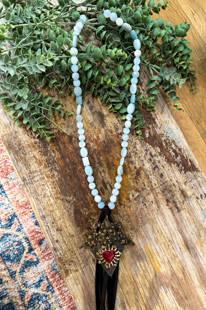 Long Beaded Jaded Gypsy Necklace - Handmade