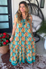 Botanical Breeze Maxi Dress - Teal