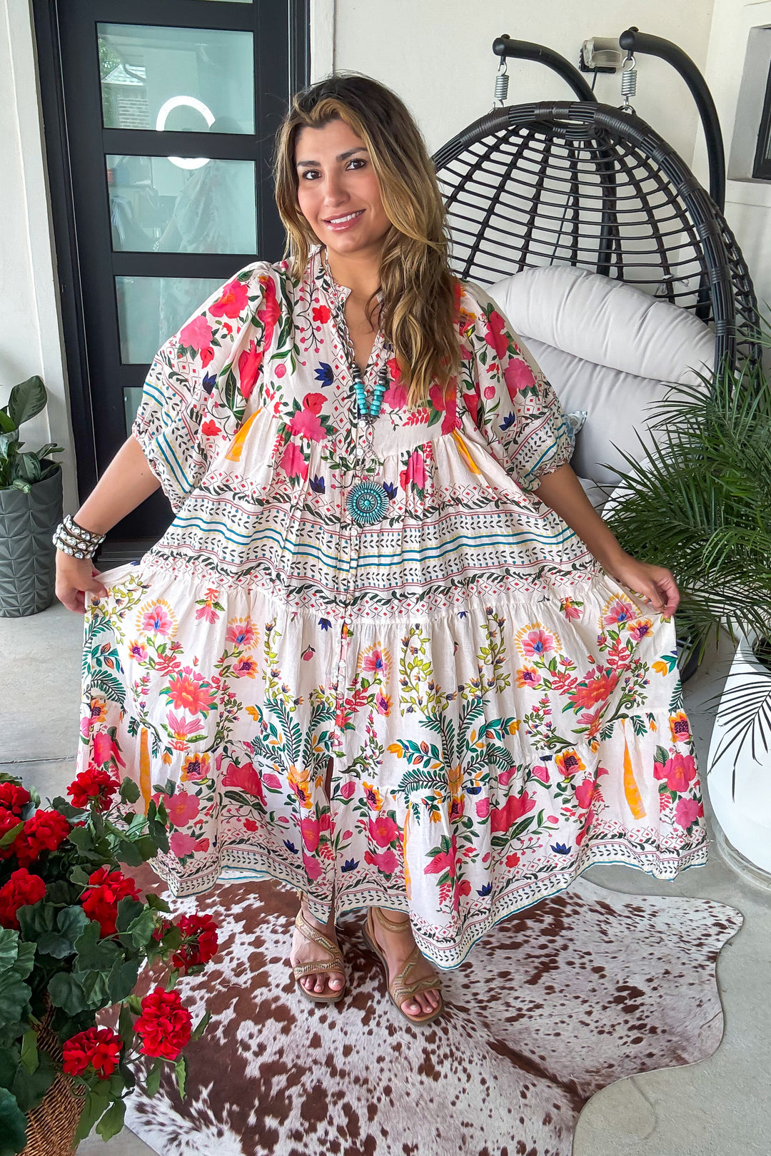 Sunlit Favor Dress - 100% Cotton - Natural Multi