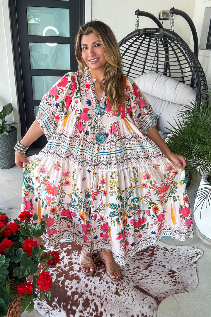 Sunlit Favor Dress - 100% Cotton - Natural Multi