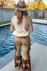 Velvet Butterfly Ruffled Leggings - Brown
