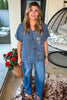 Sequin Skies Cotton Blend Tunic - Made In Italy - Blue - Cotton Linen Blend