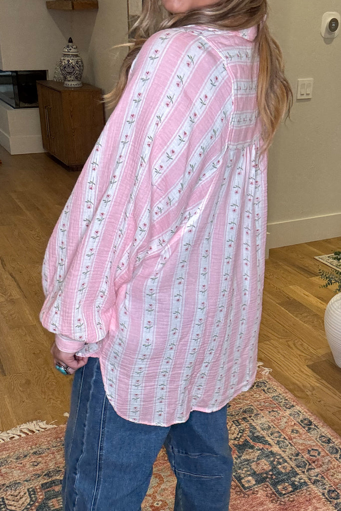 Cascading Rose Tunic - 100% Cotton - Pink