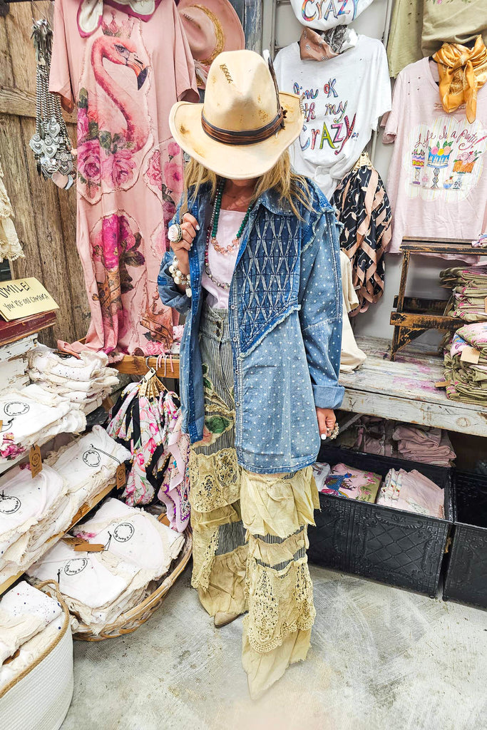 Starlight Patchwork Denim Shirt - 100% Cotton