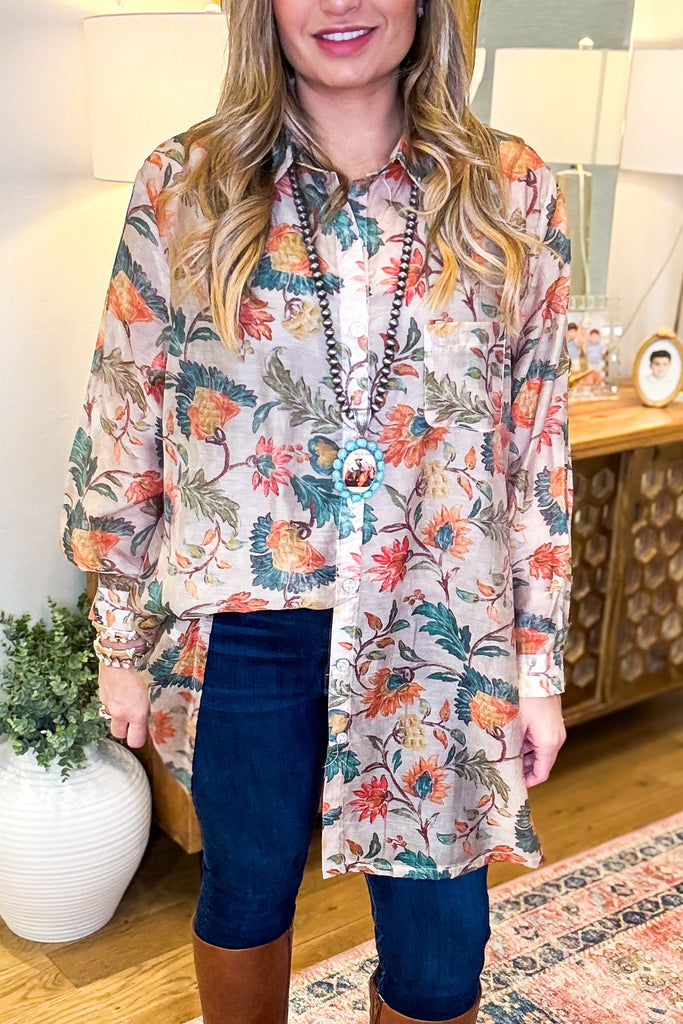 Guided Grace Sheer Oversized Tunic - Taupe