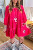 Heart & Star Crystal Patch Boho Dress - 100% Cotton