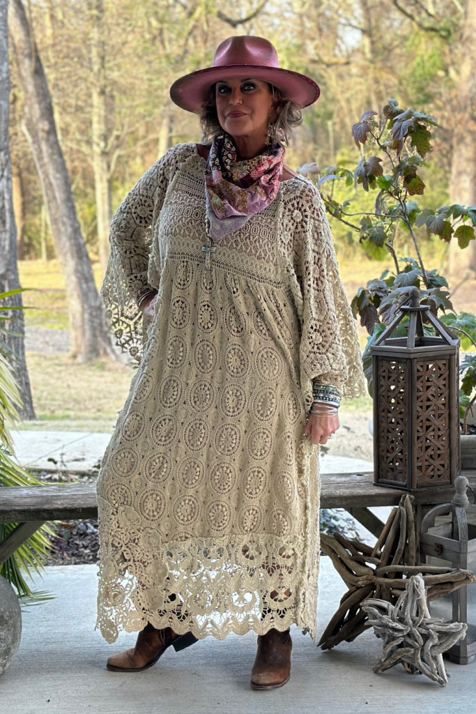 Whispering Lace Crochet Dress - 100% COTTON - MADE IN USA