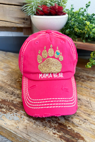 Mama Bear Circle Patch Hat - Fuchsia