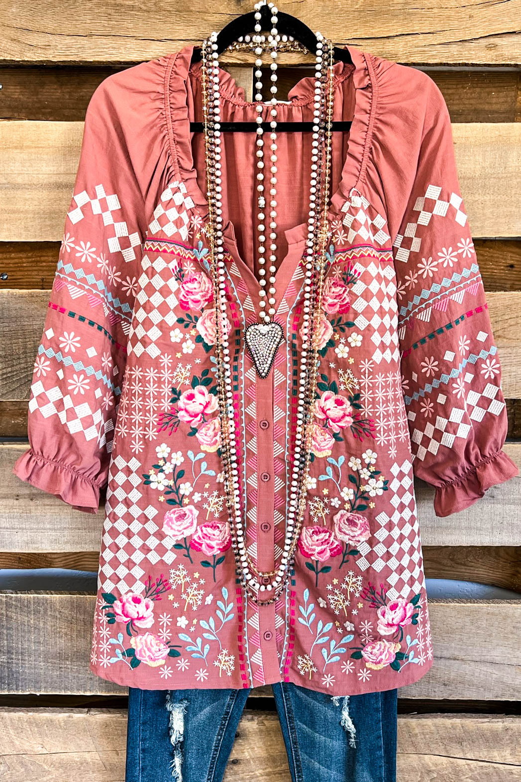 AHB EXCLUSIVE: Aspirational Embroidery Blouse - Mauve