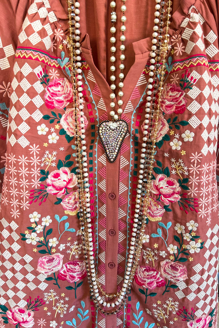 AHB EXCLUSIVE: Aspirational Embroidery Blouse - Mauve