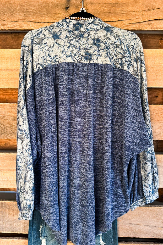 Timeless Beauty Oversized  Top - Blue