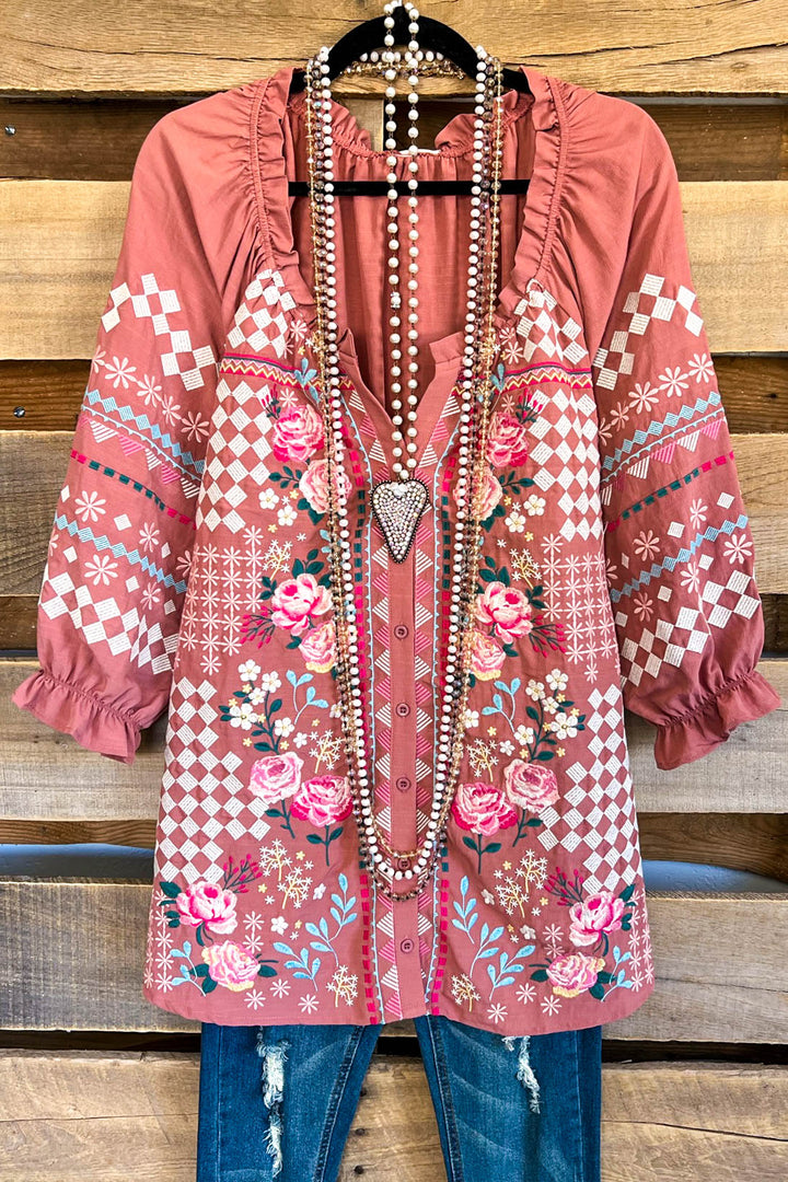 AHB EXCLUSIVE: Aspirational Embroidery Blouse - Mauve