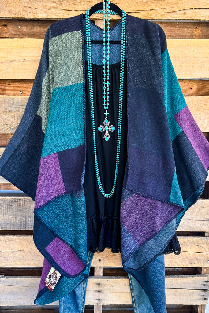 Dedicated To You Poncho -Blue Multi