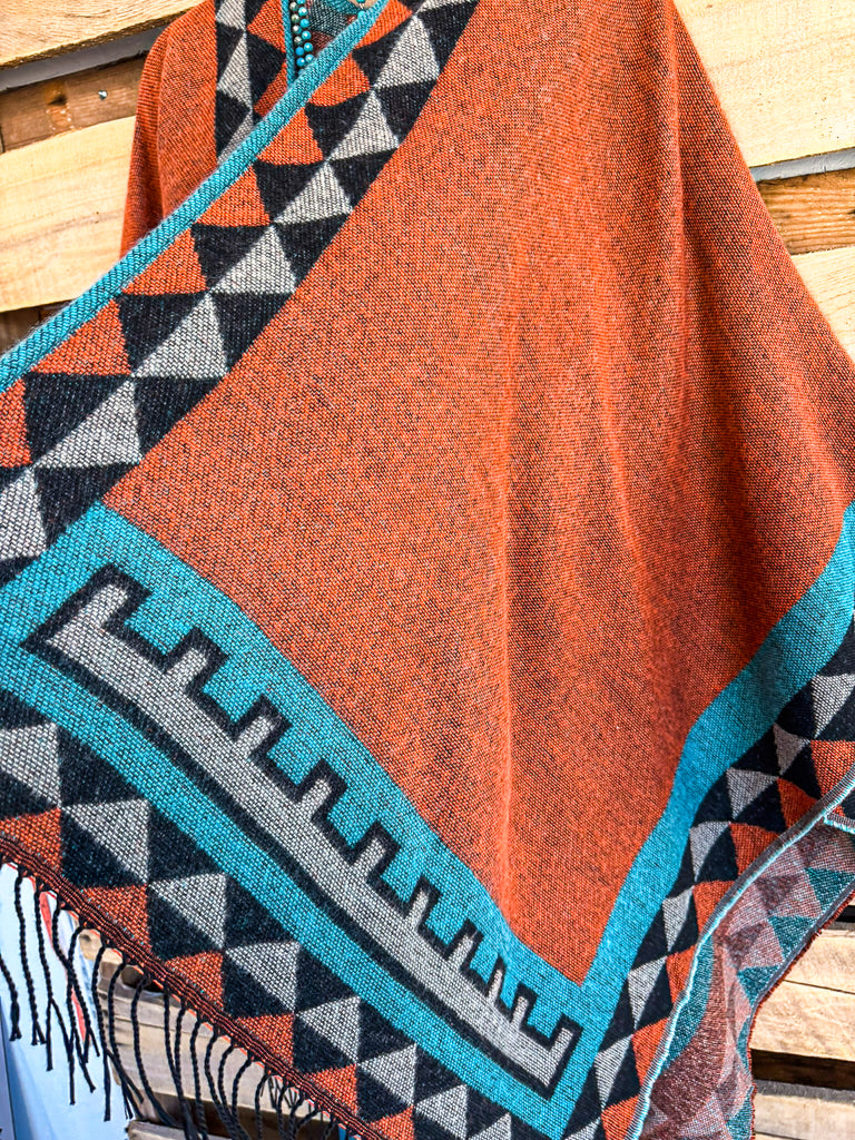 Mountain Memories Poncho - Orange