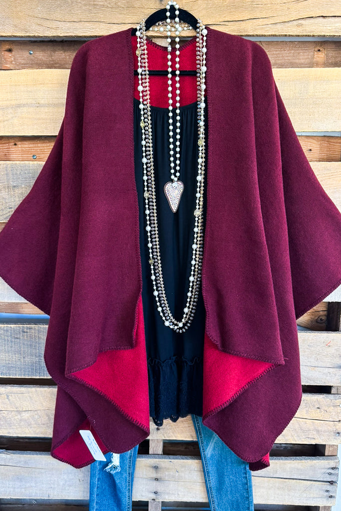 Wild Hearts Poncho - Burgundy