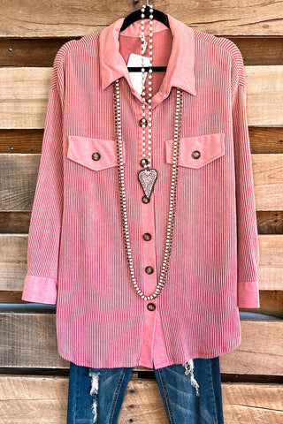 Smooth Moves Button up Blouse - Coral Mist - SALE