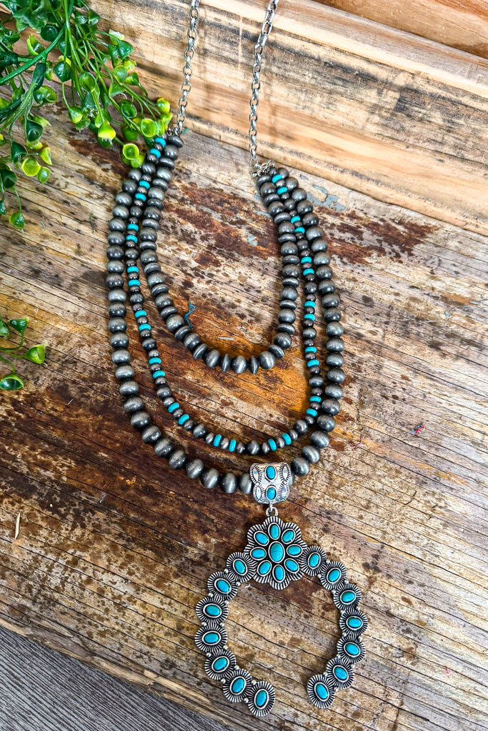 Gorgeous Squash Necklace - Turquoise & Sliver