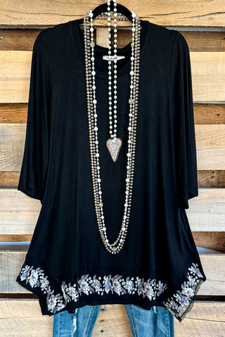 Your Love Awakens Me Tunic - Black