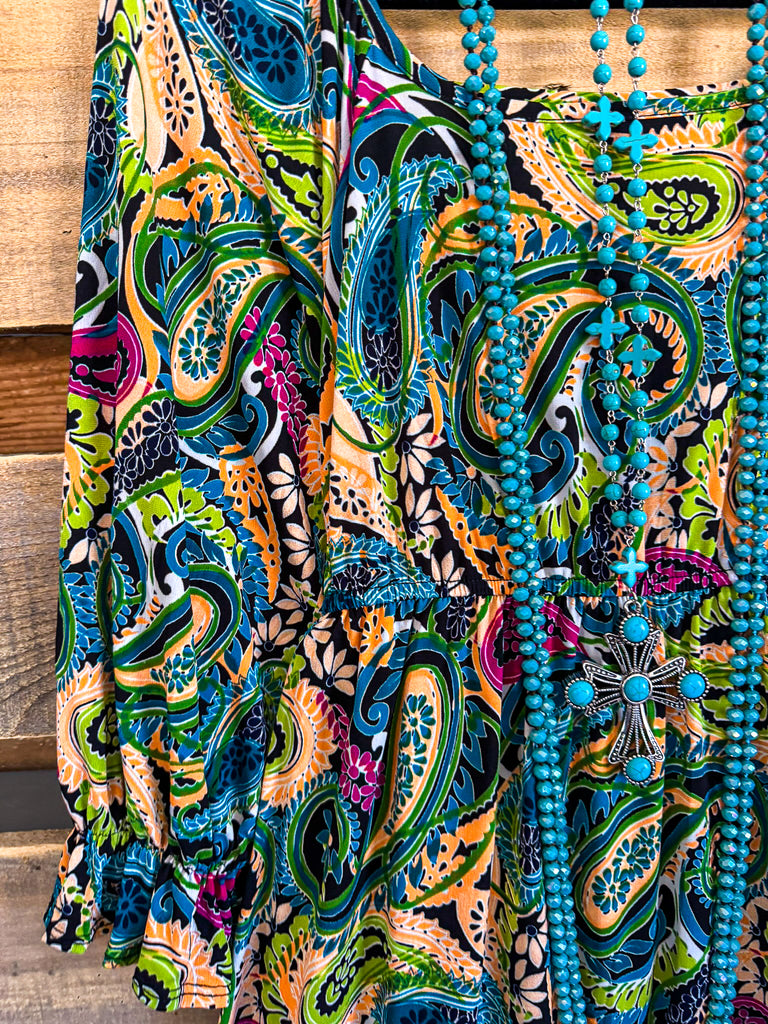 Through Your Eyes Midi Dress - Teal/Magenta