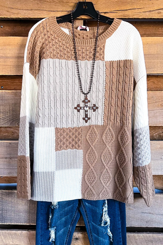 Together Till The End Sweater - Mocha Multi