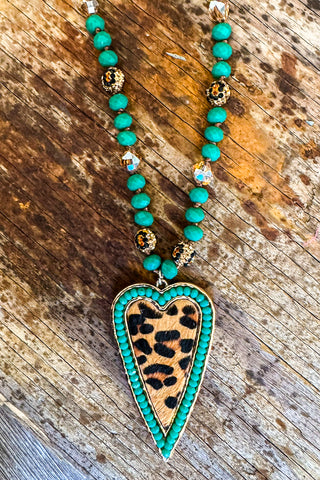 Long Beaded Necklace - Turquoise