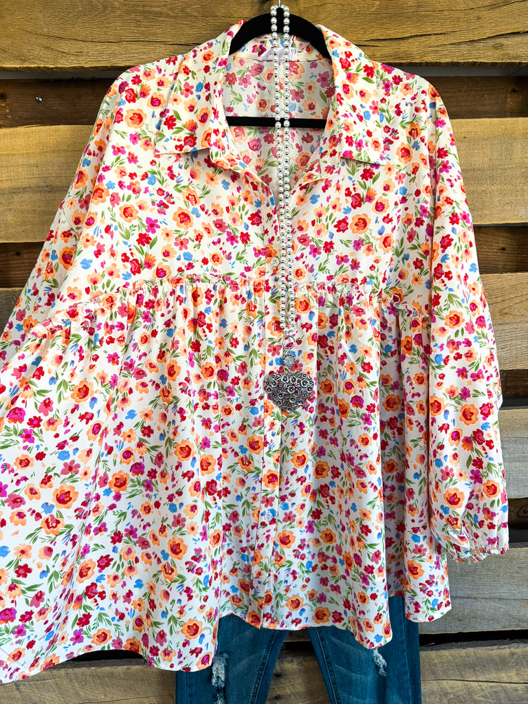 With You In Mind Oversized Blouse - Apricot