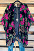More To Come Burnout Velvet Kimono - Black
