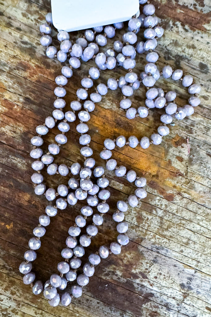 Long Beaded Necklace - Purple AB