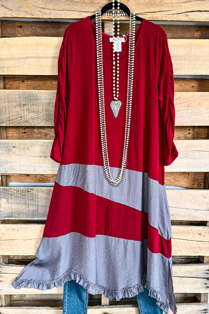 Just A Little Longer Maxi Dress - Crimson