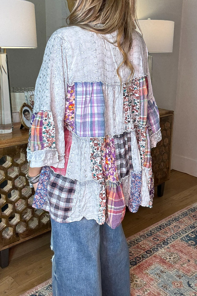 A Day With Friends Oversized Loose Fit Blouse - Gray