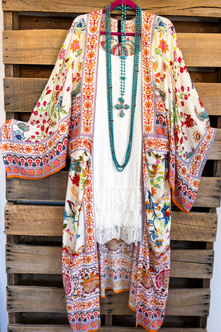 Boho Vibes Oversized Kimono - Blue