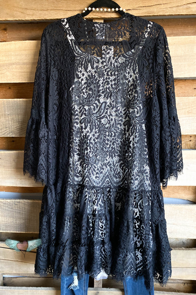 AHB EXCLUSIVE: Lace In Your Arms Cardigan - Black