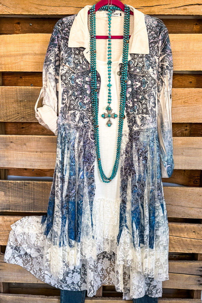 AHB EXCLUSIVE: SUEDE AND LACE Duster - IV/Navy