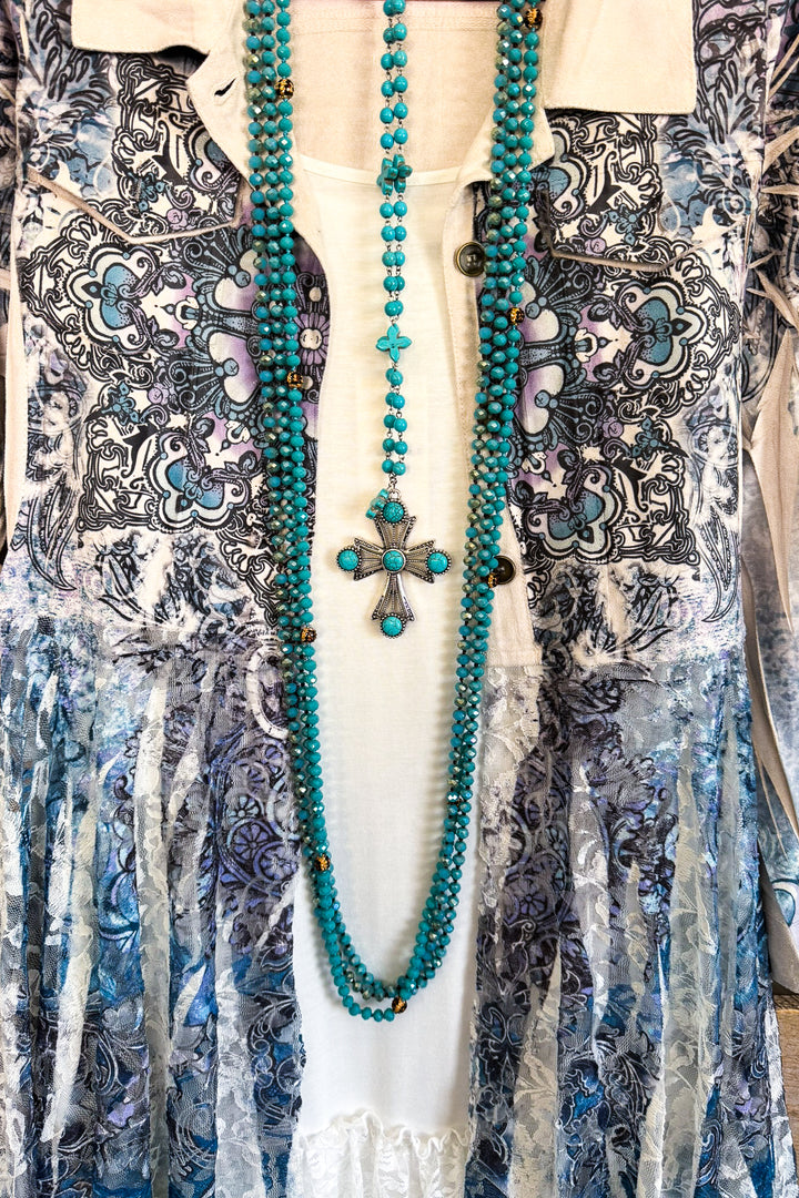 AHB EXCLUSIVE: SUEDE AND LACE Duster - IV/Navy - SALE