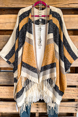 High Standards Cable Knit Poncho - Gray