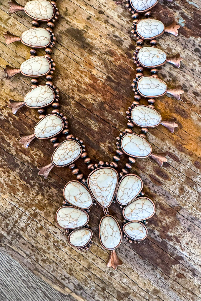 She Can't Be Tamed Squash Blossom Necklace - Copper