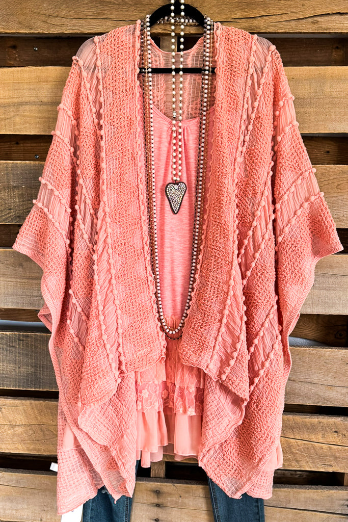 Boho Vibes Oversized Kimono - Coral