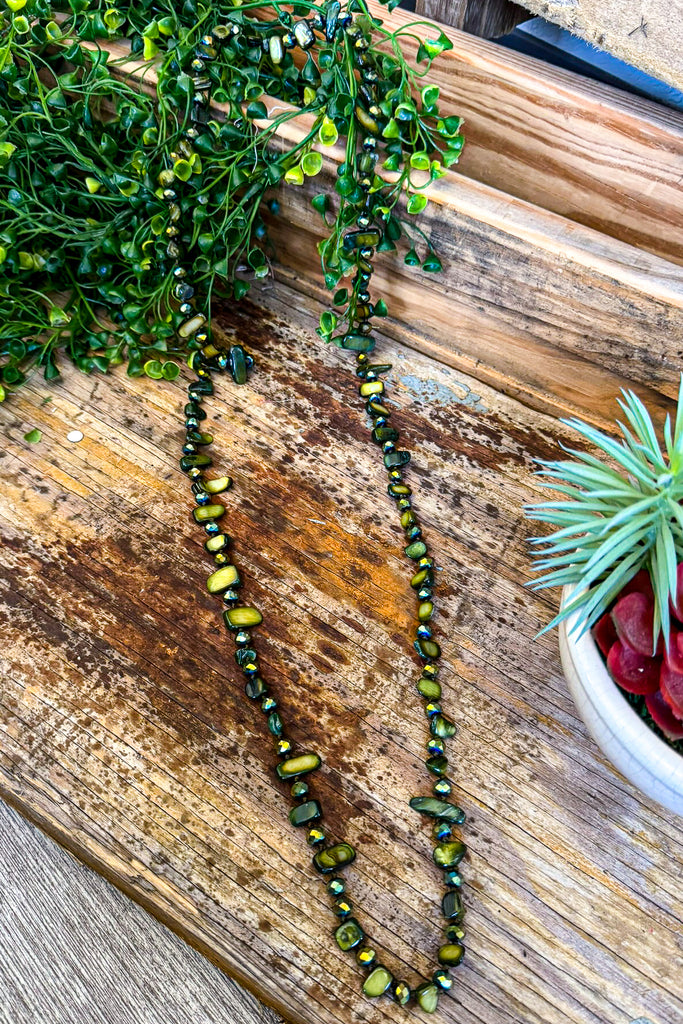 On The Town Long Necklace - Olive