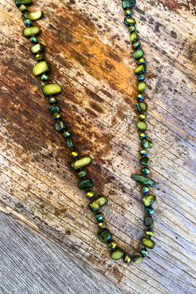 On The Town Long Necklace - Olive