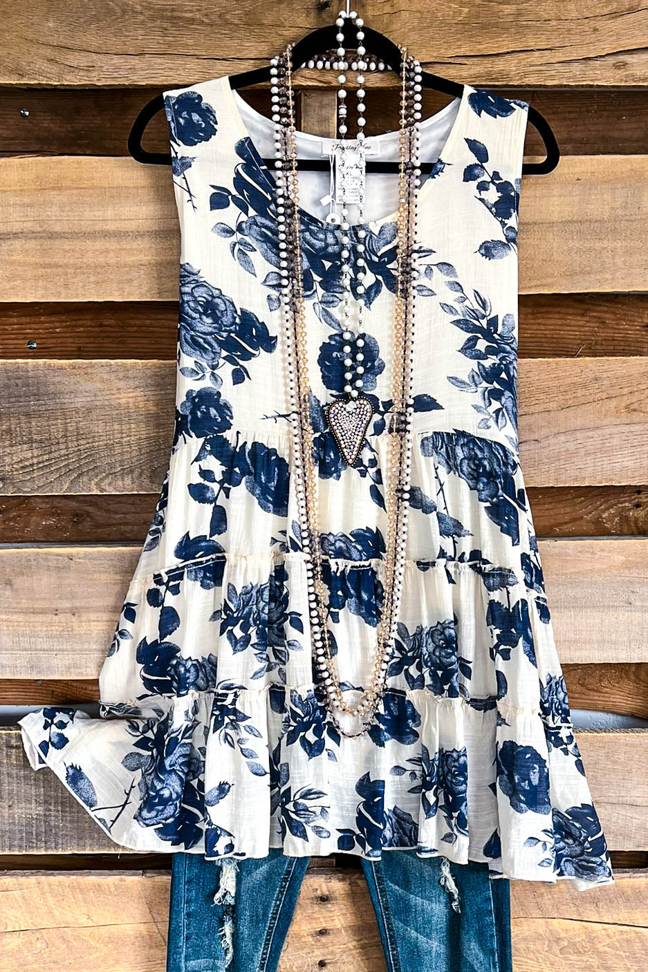 Painted Rose Tunic - White - SALE
