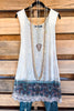 Printed Extender Tanks - Ivory/Turquoise